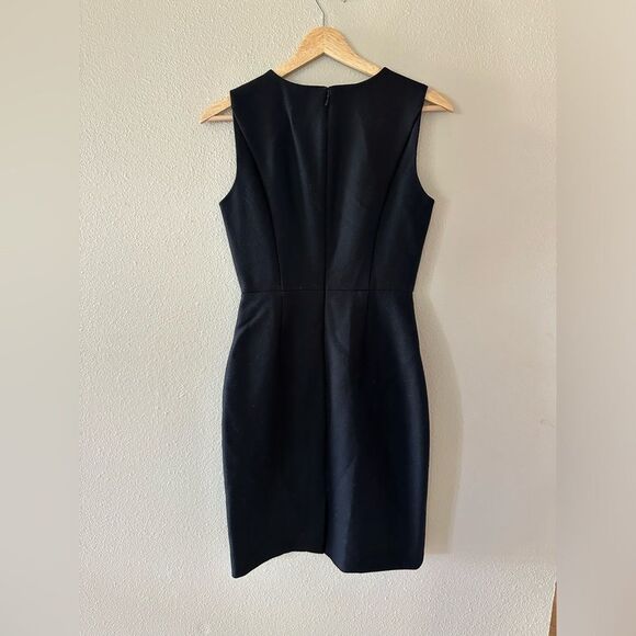 J Crew Black Wool Blend Chevron Sheath Dress Knee Length Size 00 - Picture 5 of 6